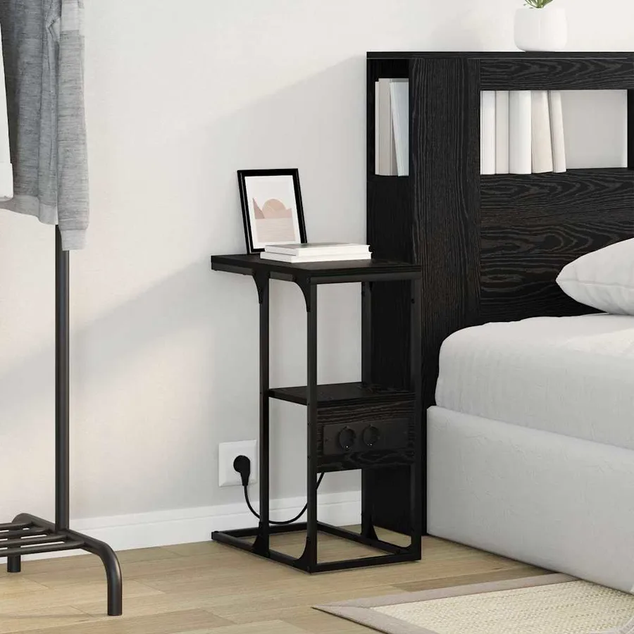 Cabinet de chevet Chêne noir 41,5 x 26 x 60,5 cm - 4