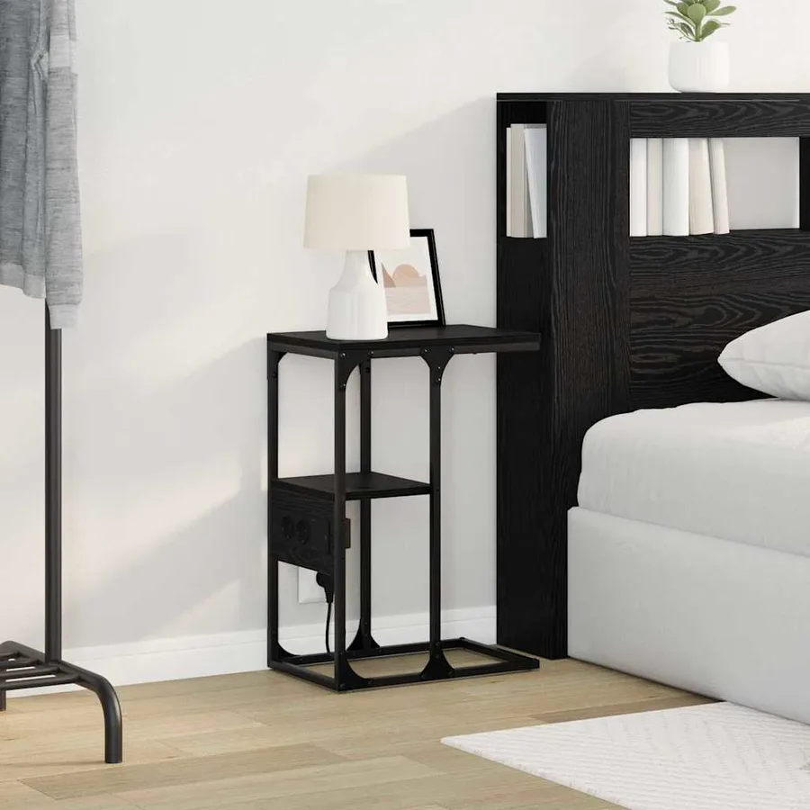 Cabinet de chevet Chêne noir 41,5 x 26 x 60,5 cm - 5