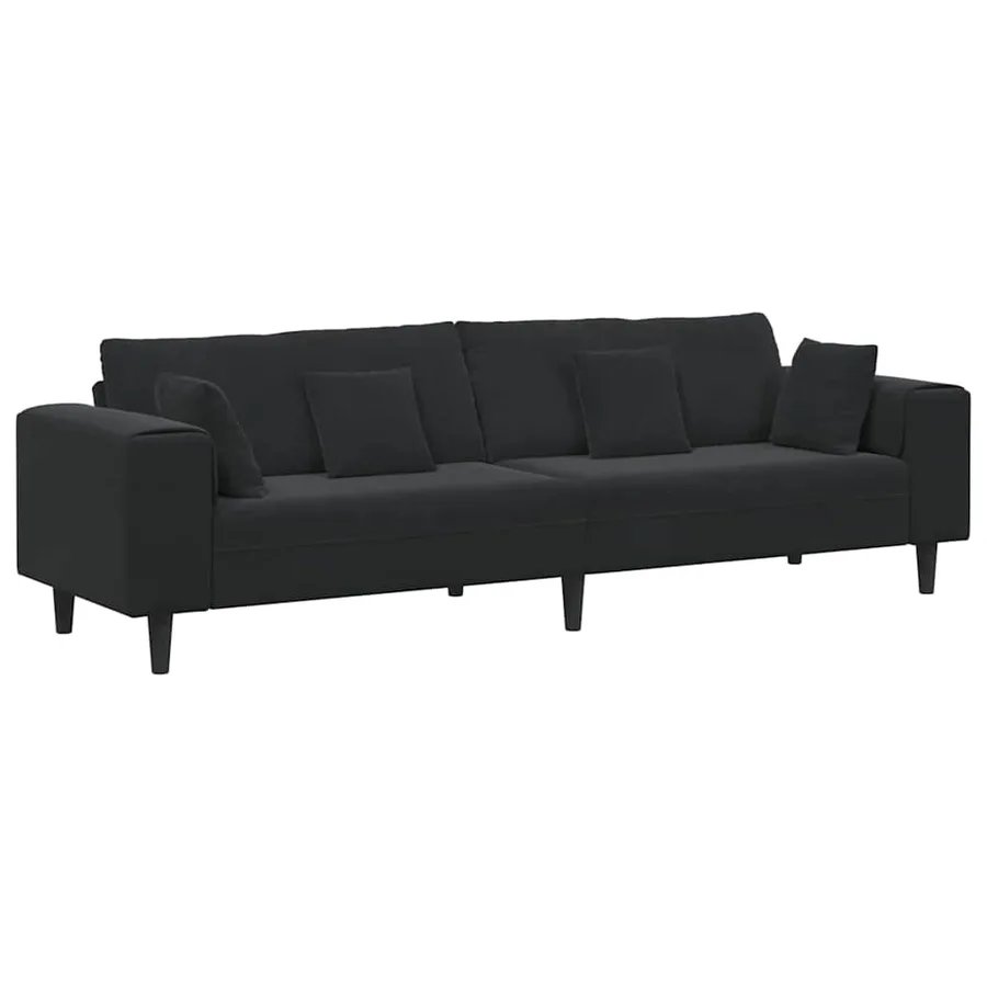 Canapé Noir 250 x 77 x 76 cm Velours - 2