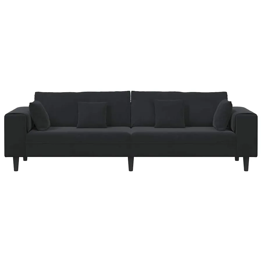 Canapé Noir 250 x 77 x 76 cm Velours - 4