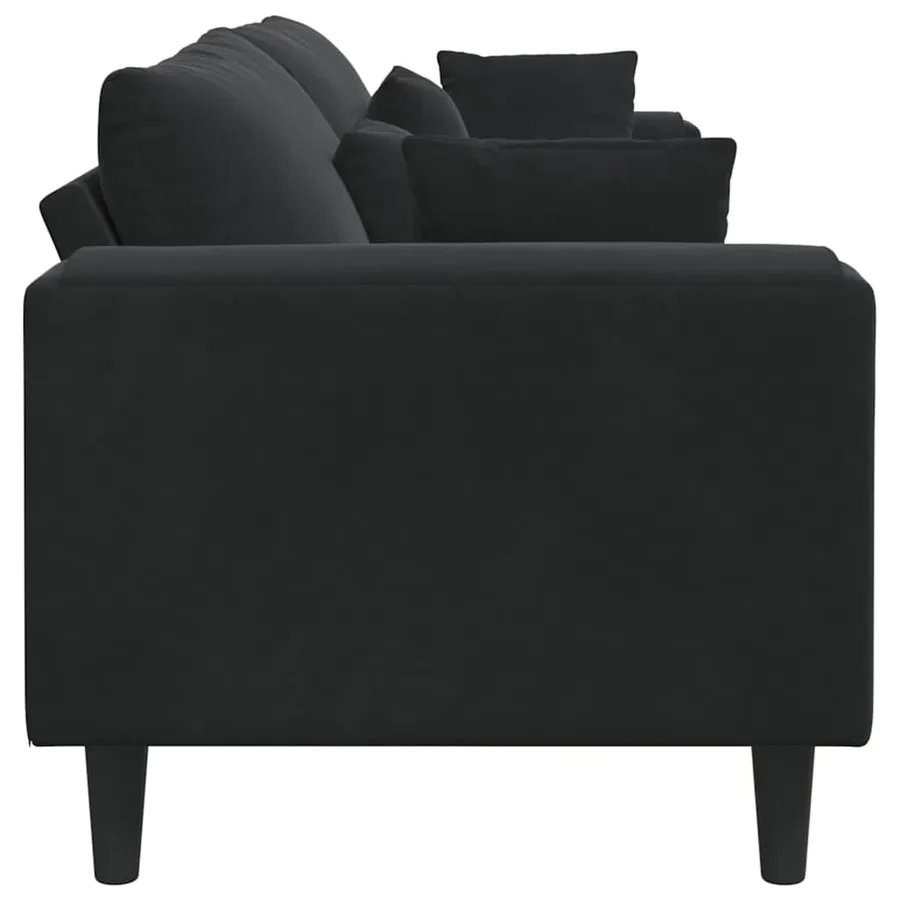 Canapé Noir 250 x 77 x 76 cm Velours - 5