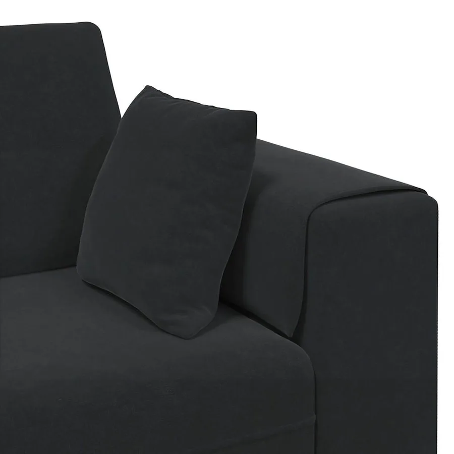 Canapé Noir 250 x 77 x 76 cm Velours - 7