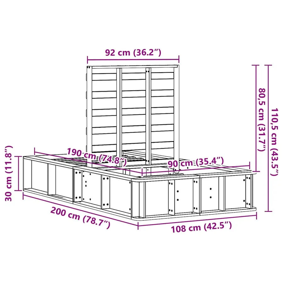 Cadre de lit Blanc 90 x 190 cm Bois de pin massif - 12