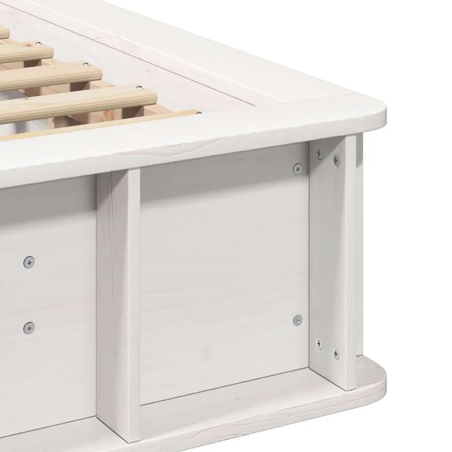 Cadre de lit Blanc 90 x 190 cm Bois de pin massif - 9