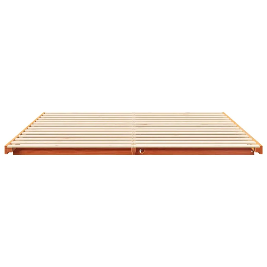 Cadre de lit Brun cire 200 x 210 cm Pin massif - 5