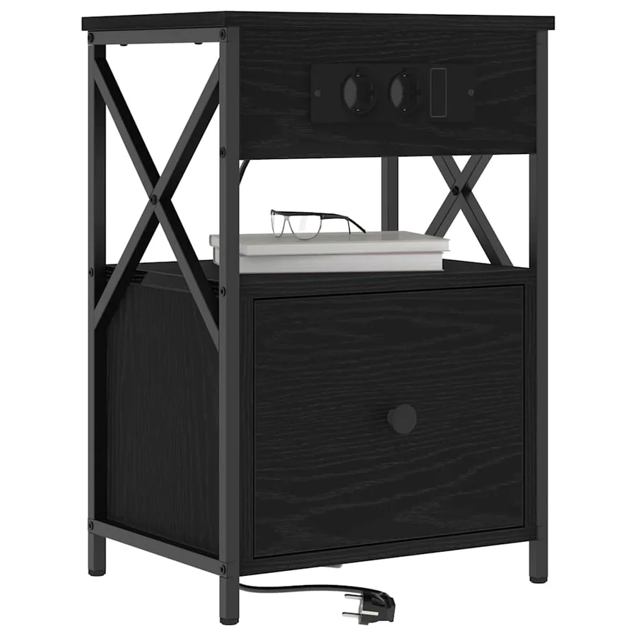 Cabinet de chevet Chêne noir 40 x 31 x 60 cm Bois d'ingénierie - 3