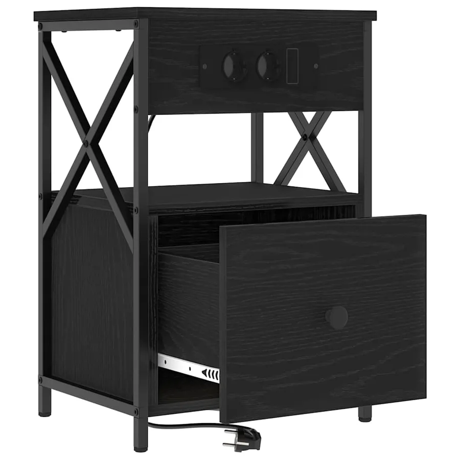 Cabinet de chevet Chêne noir 40 x 31 x 60 cm Bois d'ingénierie - 5