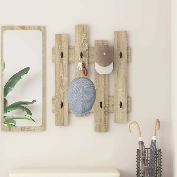 Porte-manteau mural Montage mural Chêne Sonoma 60 x 3 x 82 cm