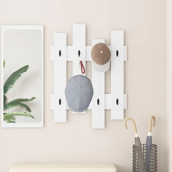 Porte-manteau mural Blanc 60 x 3 x 82 cm Bois d'ingénierie