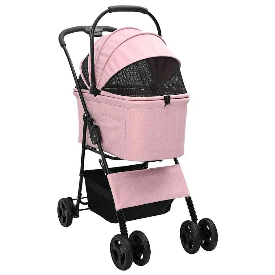Poussette Pliante pour Animaux Rose 81 x 47 x 99 cm Polyester - 3