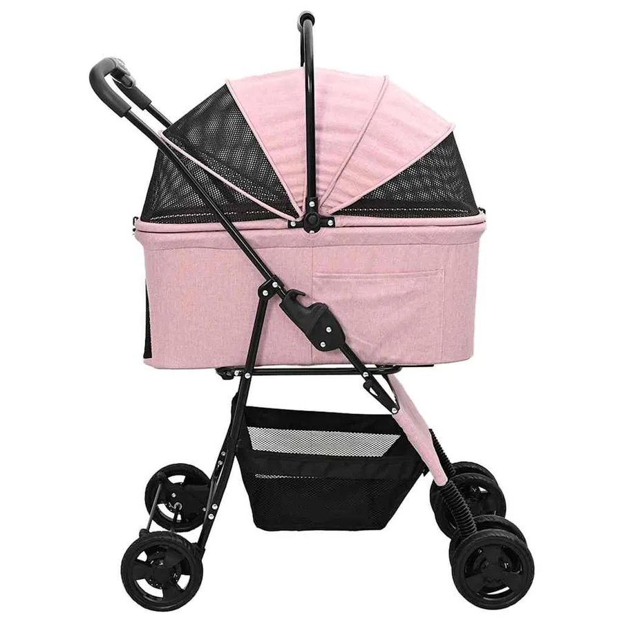 Poussette Pliante pour Animaux Rose 81 x 47 x 99 cm Polyester - 7