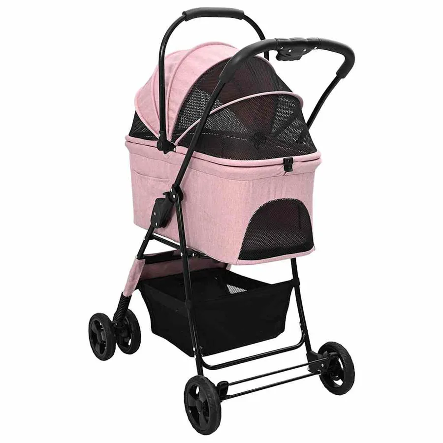 Poussette Pliante pour Animaux Rose 81 x 47 x 99 cm Polyester - 8