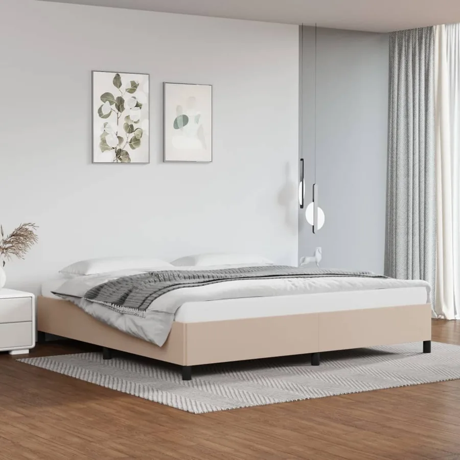 Cadre de lit sans matelas cappuccino 200x200 cm similicuir