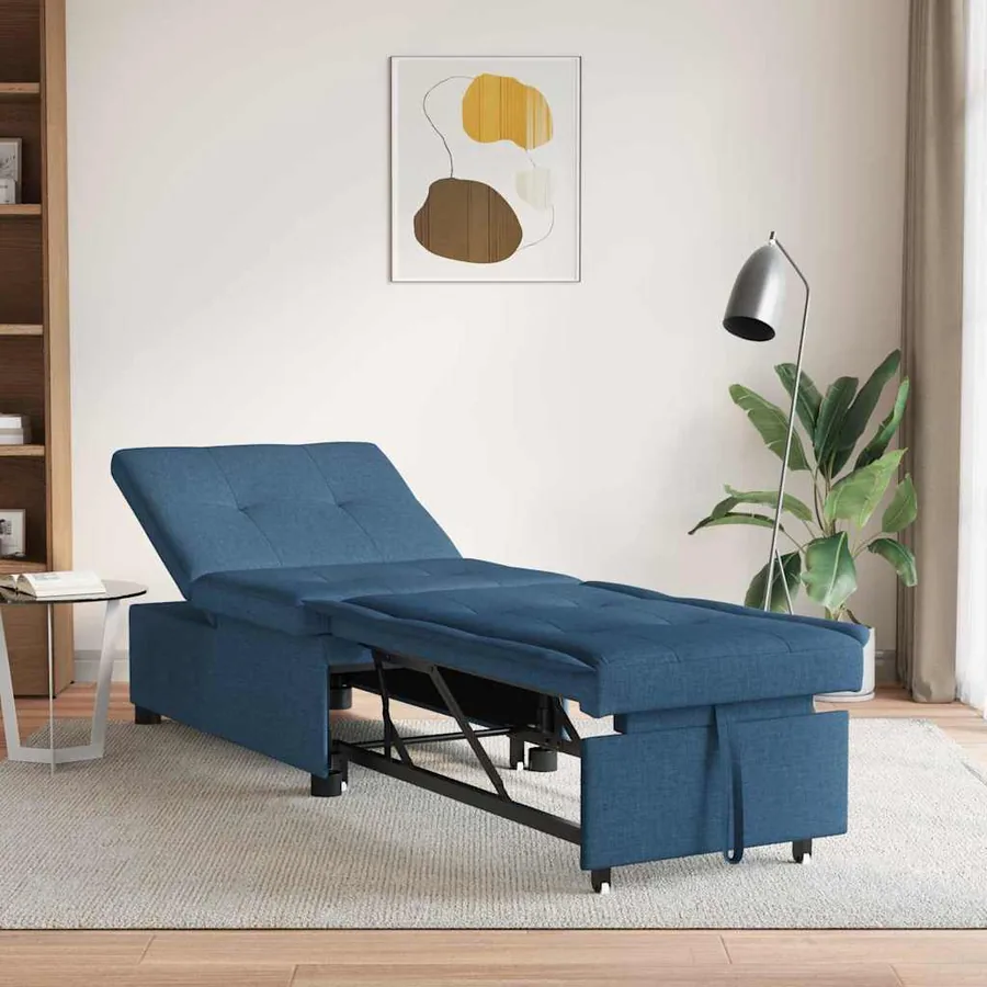 Canapé-lit escamotable Bleu 194 x 50 x 82 cm tissu