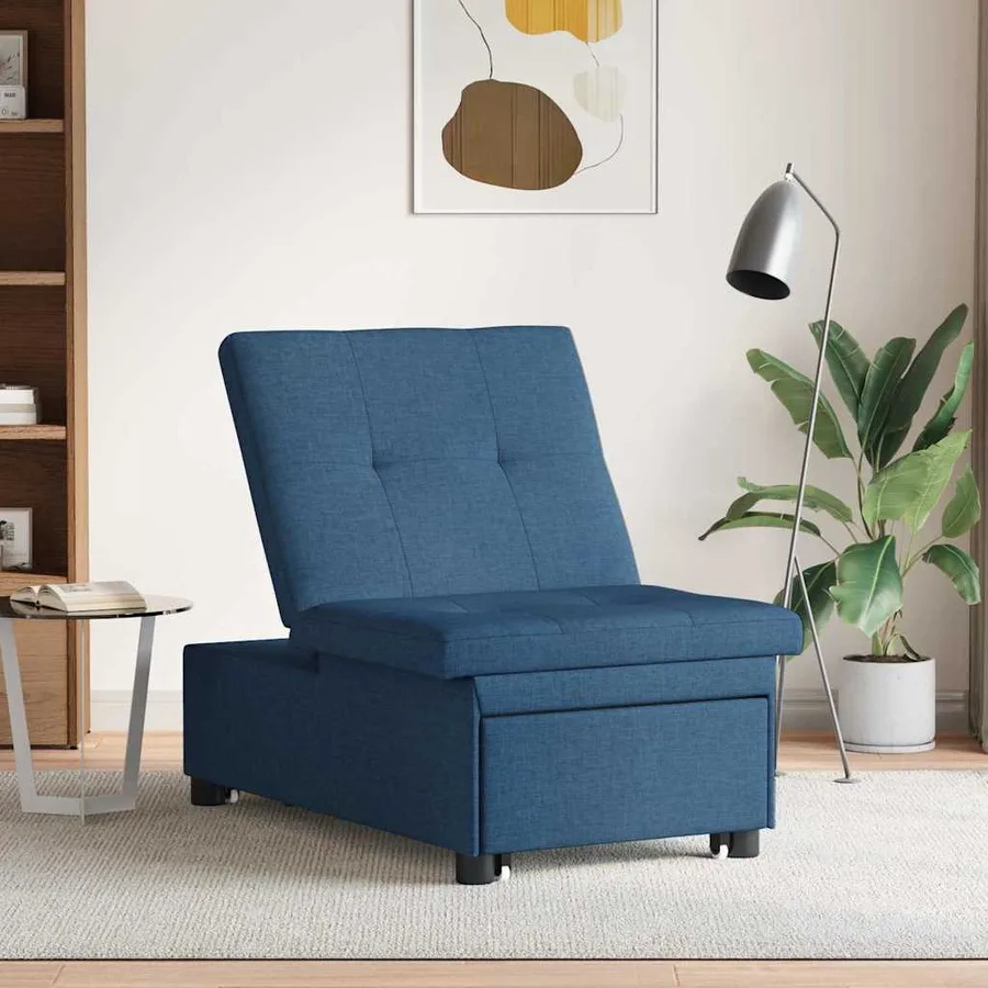 Canapé-lit escamotable Bleu 194 x 50 x 82 cm tissu - 3
