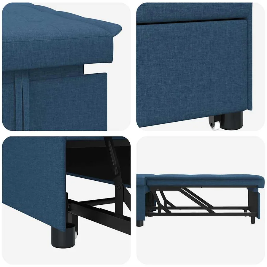 Canapé-lit escamotable Bleu 194 x 50 x 82 cm tissu - 5