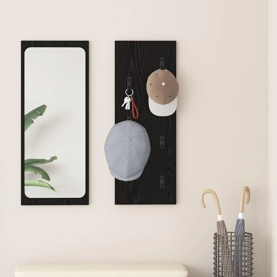Porte-manteau mural Montage mural Chêne noir 30 x 1,5 x 80 cm