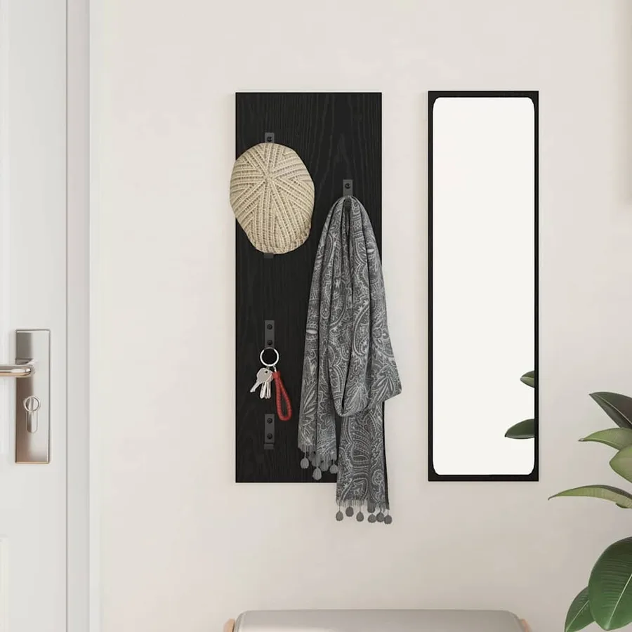 Porte-manteau mural Montage mural Chêne noir 30 x 1,5 x 80 cm - 4