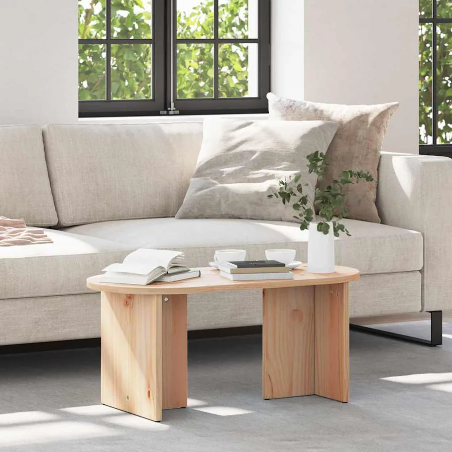 Table basse Naturel 80 x 39,5 x 35 cm Bois de pin massif