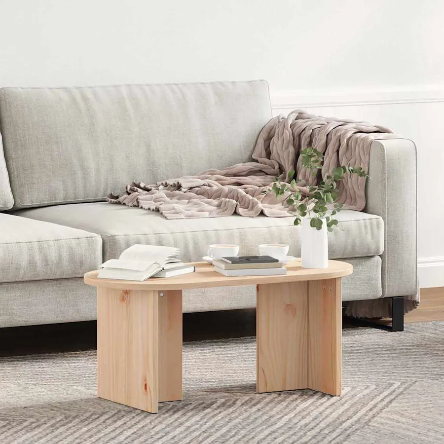 Table basse Naturel 80 x 39,5 x 35 cm Bois de pin massif - 4