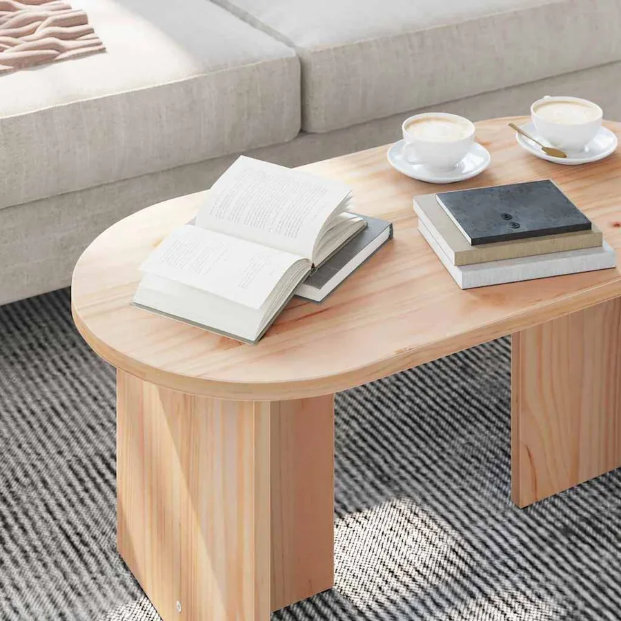 Table basse Naturel 80 x 39,5 x 35 cm Bois de pin massif - 5