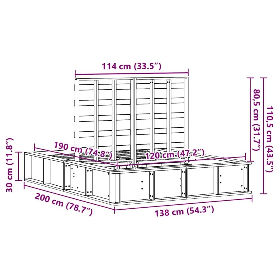 Cadre de lit Blanc 120 x 190 cm Bois de pin massif - 12