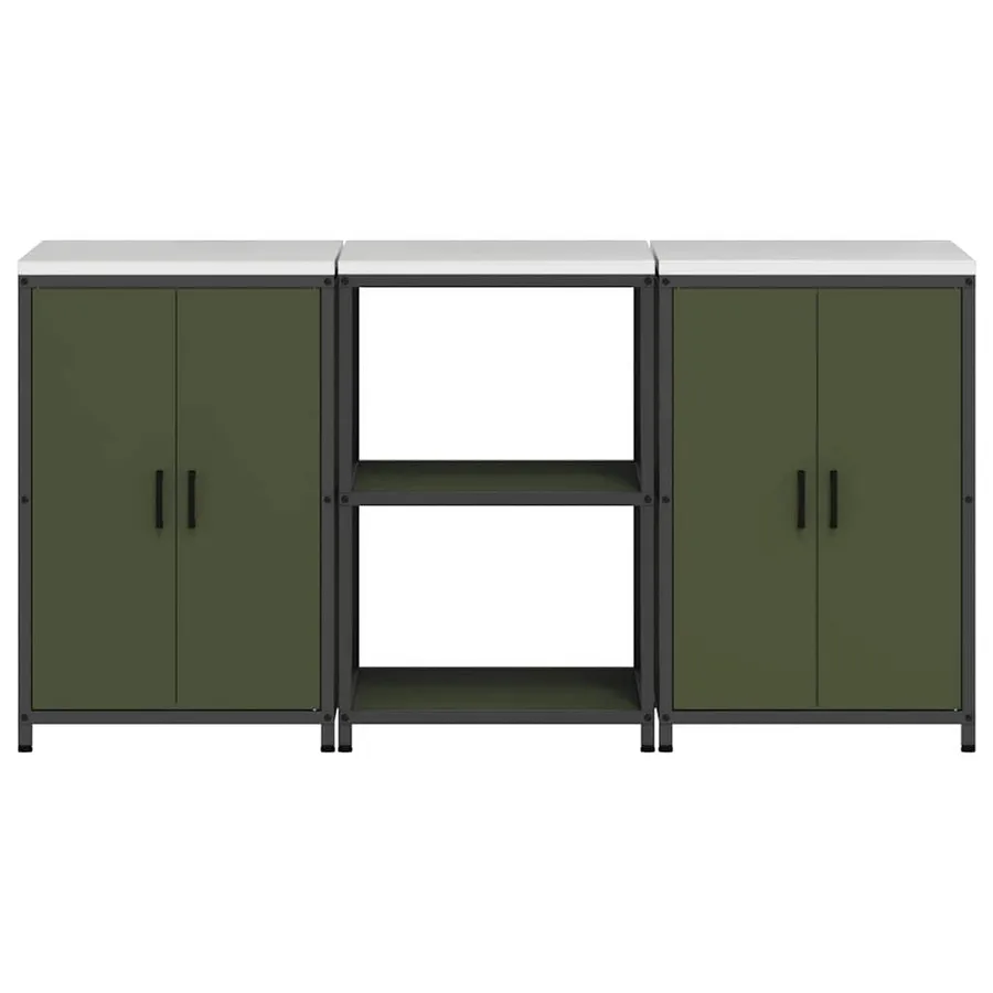 Ensemble de rangement cuisine HATTEM 3 pcs Vert olive - 9