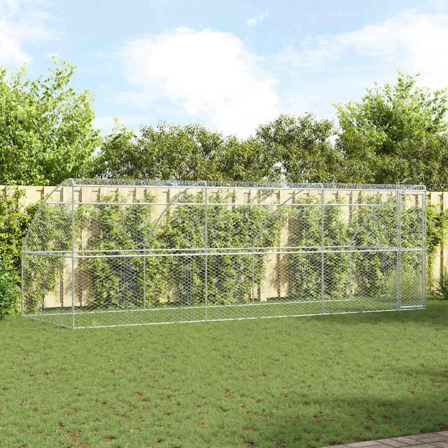 Kennel pour Chiens 3 pcs Argenté 6 x 2 x 2 m Acier galvanisé