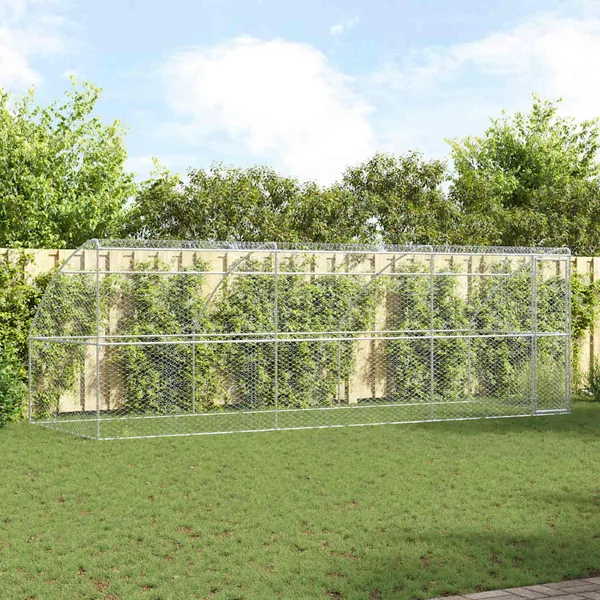 Kennel pour Chiens 3 pcs Argenté 6 x 2 x 2 m Acier galvanisé