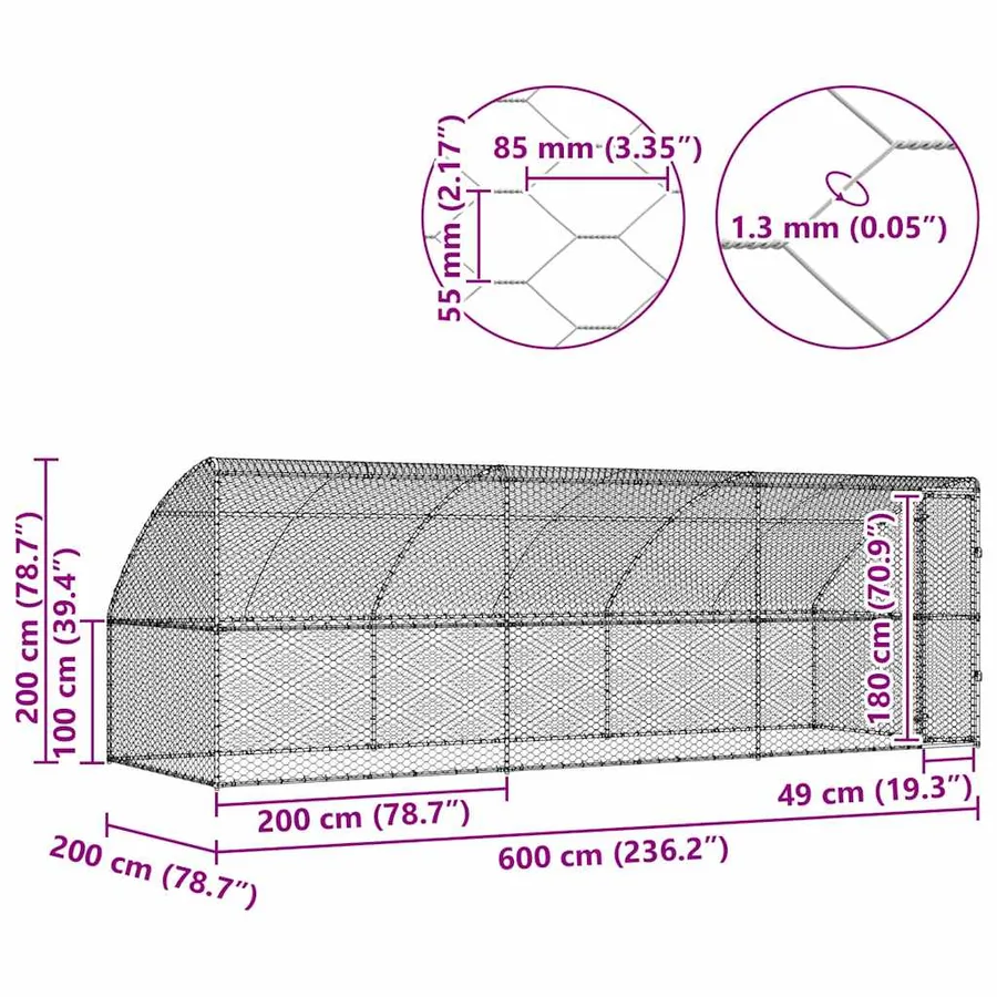 Kennel pour Chiens 3 pcs Argenté 6 x 2 x 2 m Acier galvanisé - 12