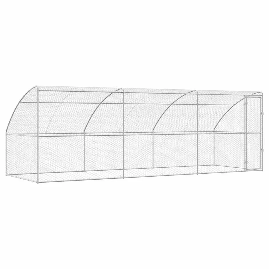 Kennel pour Chiens 3 pcs Argenté 6 x 2 x 2 m Acier galvanisé - 2