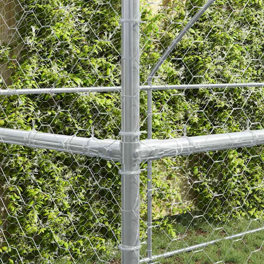 Kennel pour Chiens 3 pcs Argenté 6 x 2 x 2 m Acier galvanisé - 3