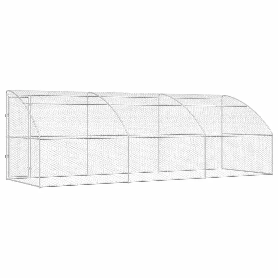 Kennel pour Chiens 3 pcs Argenté 6 x 2 x 2 m Acier galvanisé - 6