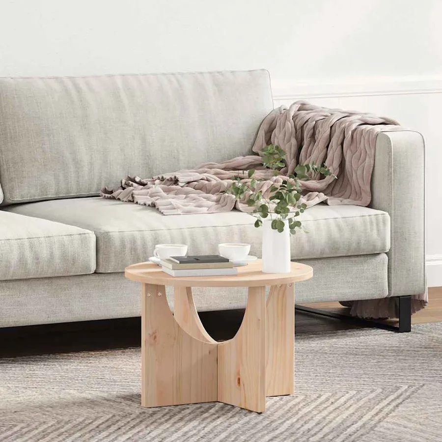 Table basse Naturel 50 x 50 x 35 cm Bois massif en pin - 4
