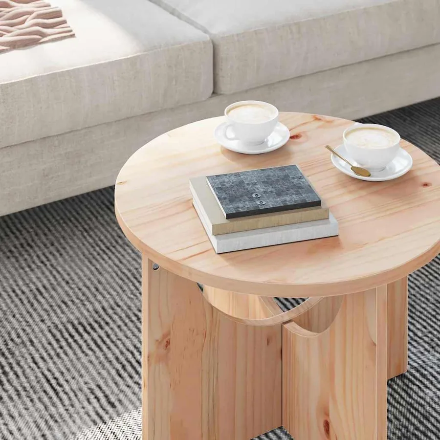 Table basse Naturel 50 x 50 x 35 cm Bois massif en pin - 5