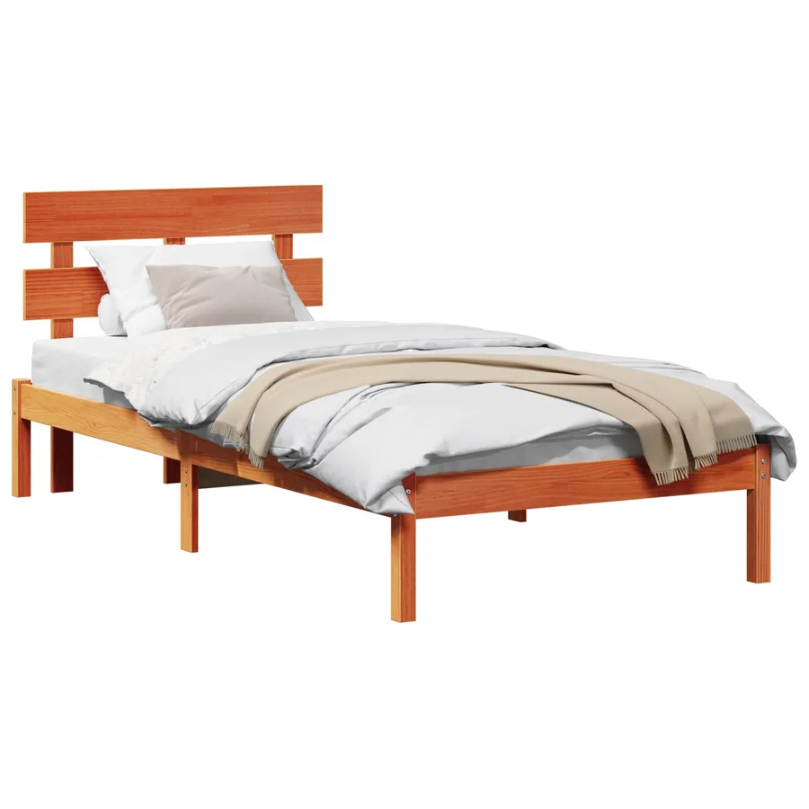 Cadre de lit Marron 90 x 190 cm Bois de pin massif - 2