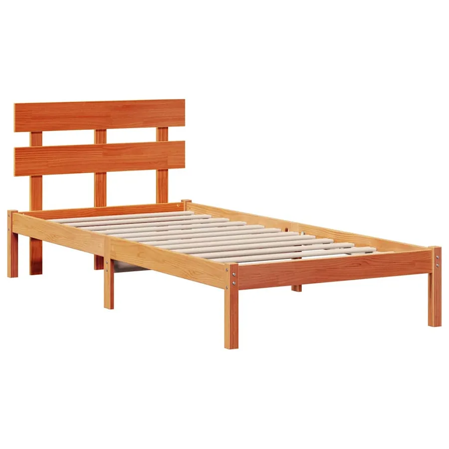 Cadre de lit Marron 90 x 190 cm Bois de pin massif - 4