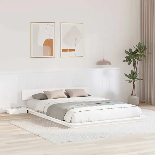 Cadre de lit Blanc 140 x 200 cm bois
