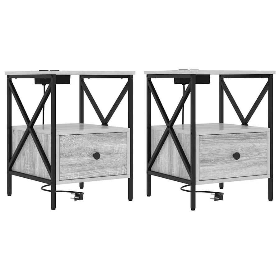 Cabinet de chevet 2 pcs Gris Sonoma 41,5 x 40,5 x 55 cm - 2