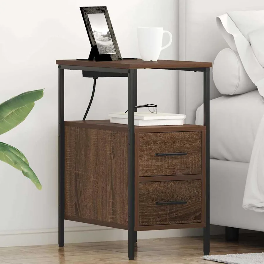 Cabinet de chevet avec tiroir 2 pcs Chêne brun 30 x 48 x 61 cm