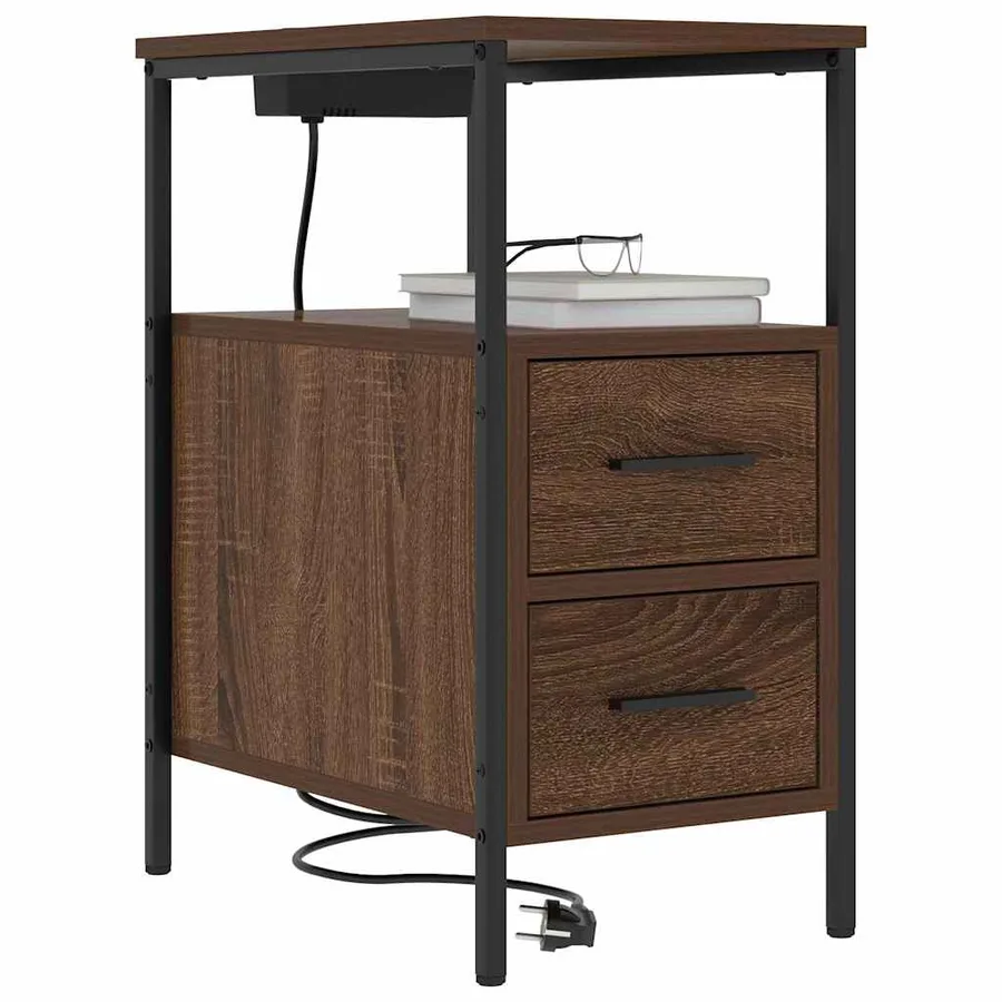 Cabinet de chevet avec tiroir 2 pcs Chêne brun 30 x 48 x 61 cm - 3