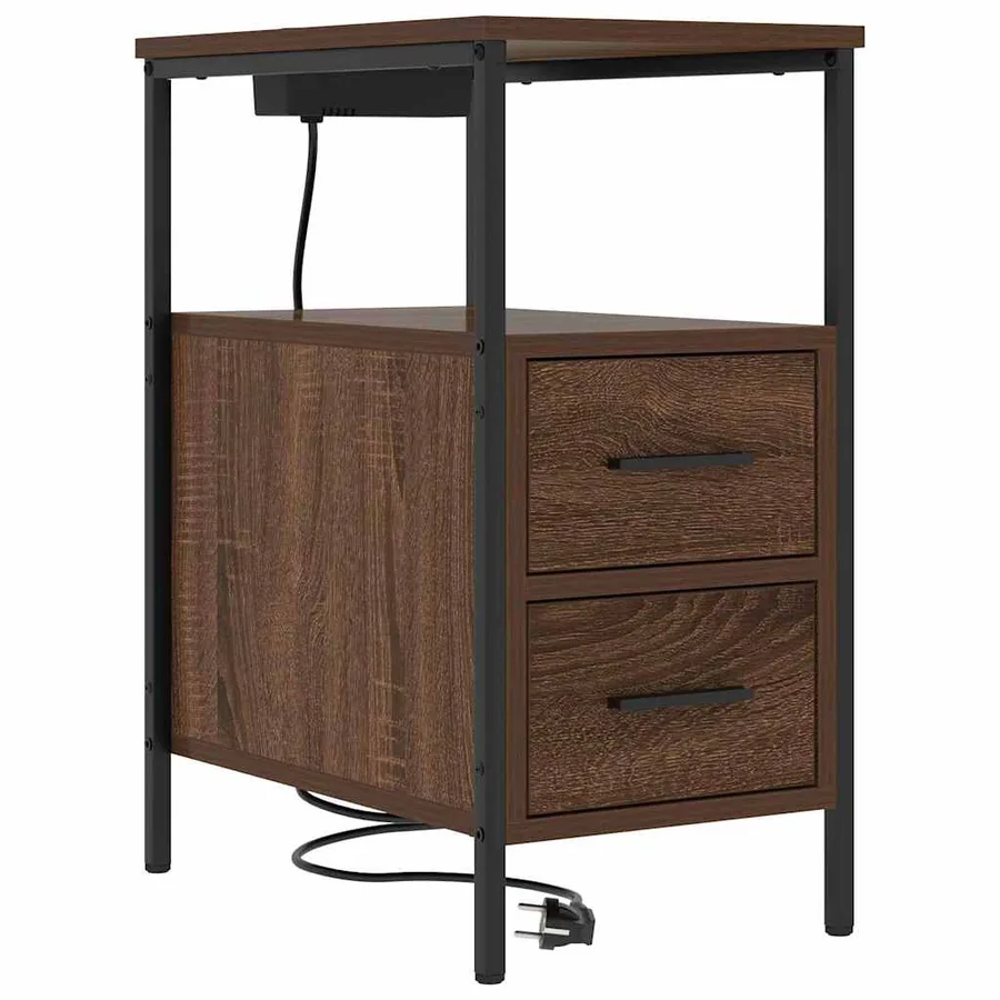 Cabinet de chevet avec tiroir 2 pcs Chêne brun 30 x 48 x 61 cm - 5