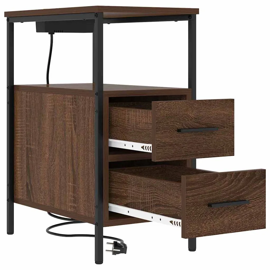 Cabinet de chevet avec tiroir 2 pcs Chêne brun 30 x 48 x 61 cm - 6