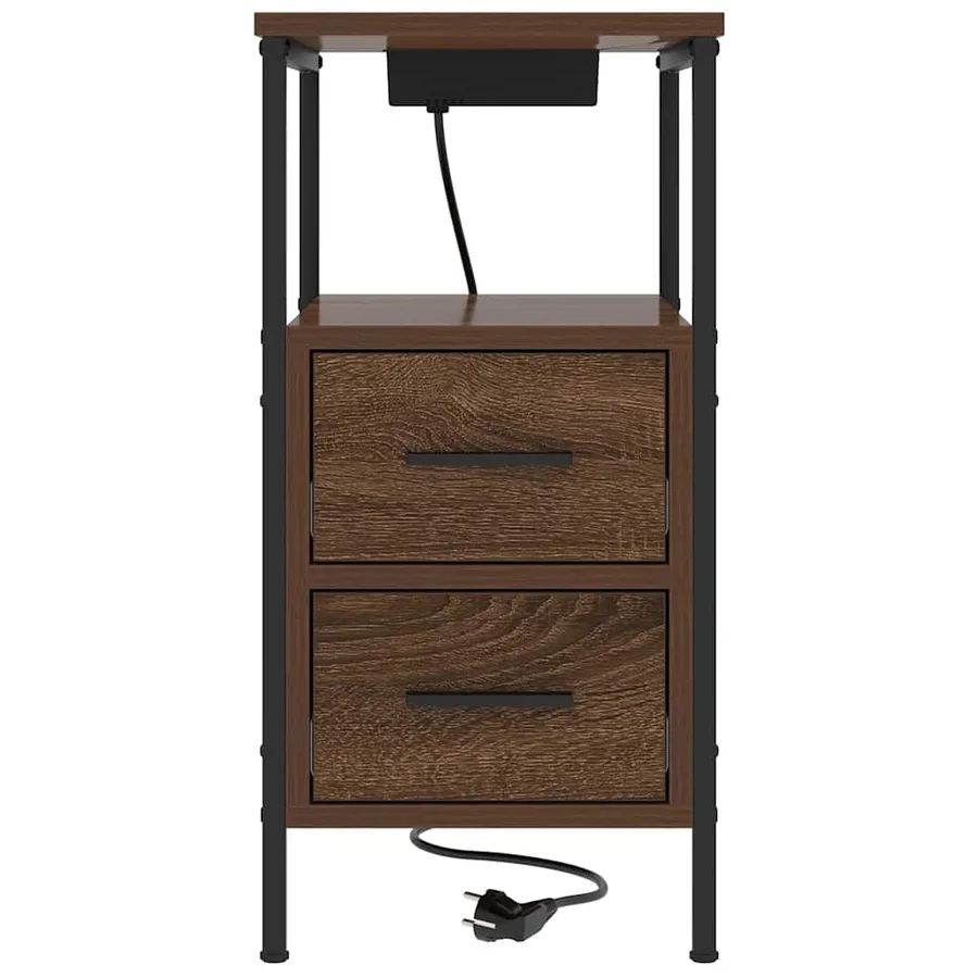 Cabinet de chevet avec tiroir 2 pcs Chêne brun 30 x 48 x 61 cm - 7
