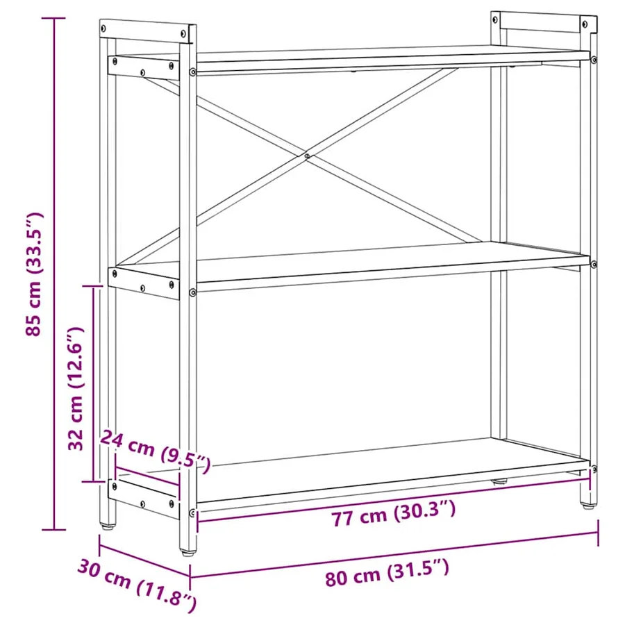 Étagère Sonoma gris 80 x 30 x 85 cm Bois d'ingénierie - 12