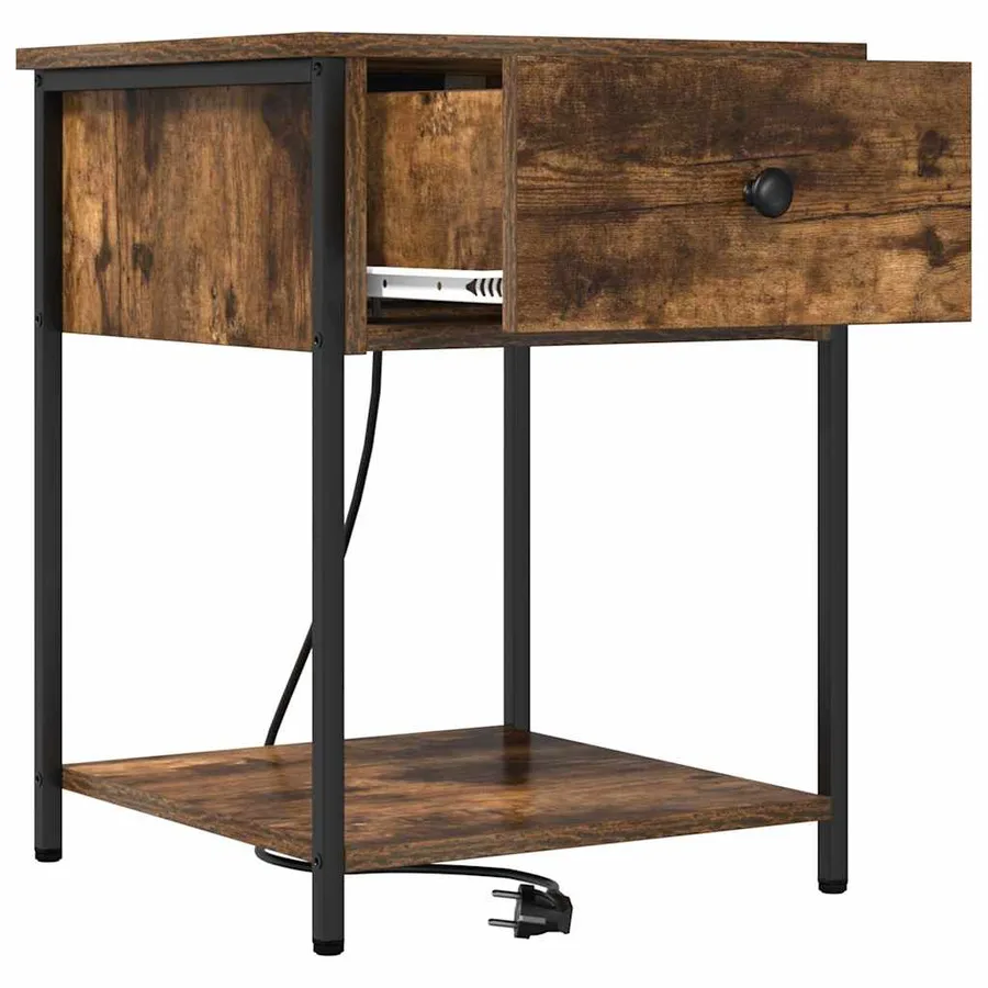 Cabinet de chevet avec tiroir 2 pcs Chêne fumé 42 x 41 x 56 cm - 6