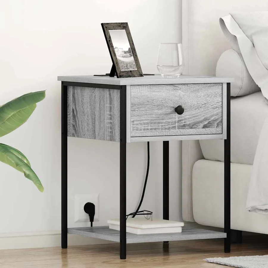 Cabinet de chevet avec tiroir 2 pcs Gris Sonoma 42 x 41 x 56 cm