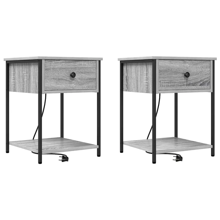Cabinet de chevet avec tiroir 2 pcs Gris Sonoma 42 x 41 x 56 cm - 2