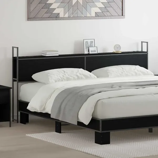 Headboard de Rangement avec Station de Charge Chêne noir