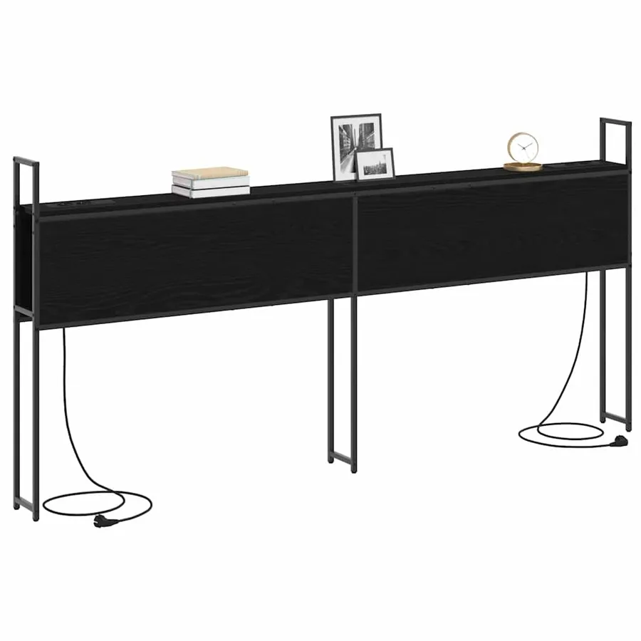 Headboard de Rangement avec Station de Charge Chêne noir - 3
